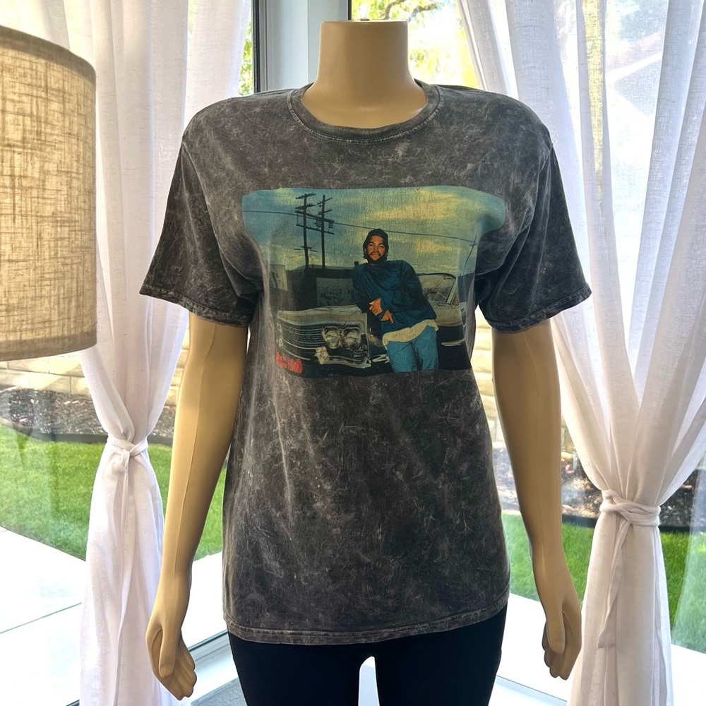 Unisex Ice Cube T-Shirt Size M Gray Stonewashed Graphic Tee Boys N The Hood